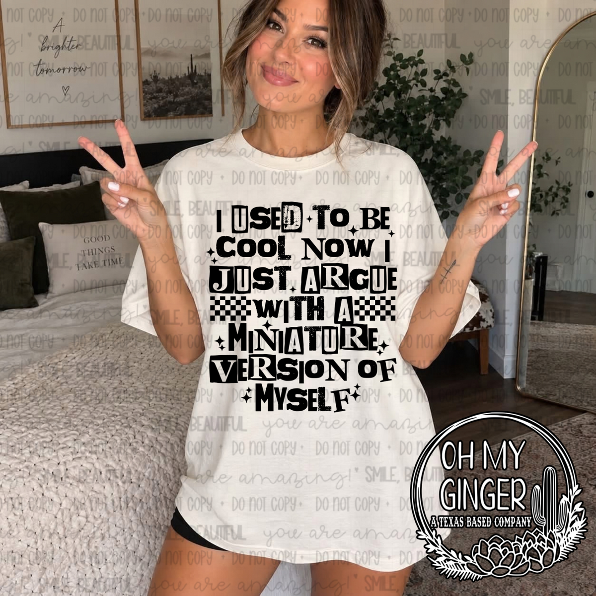 Miniature Version — sarcastic lettering about arguing with a miniature version of yourself