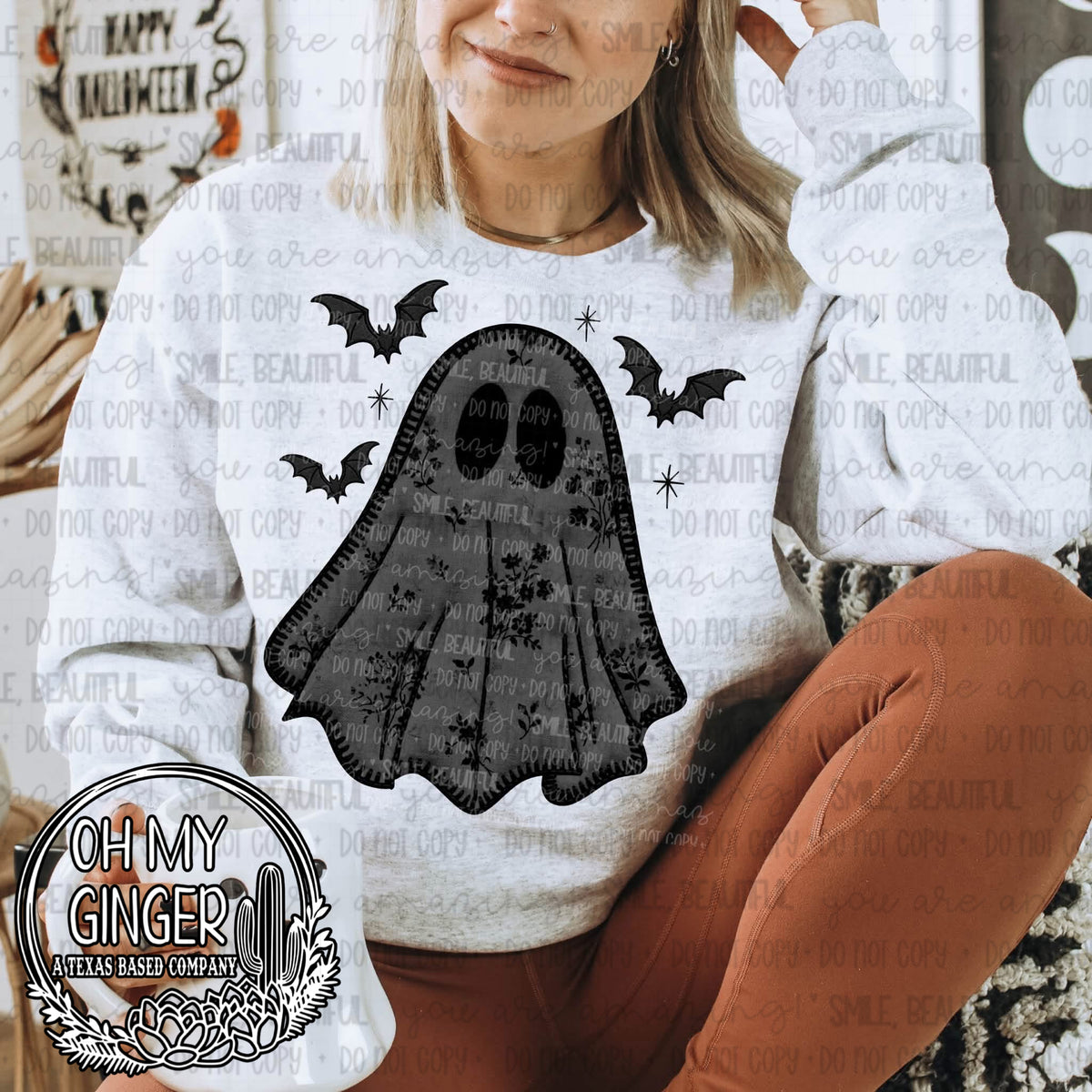 Ghost with Bats design featuring a spooky ghost-and-bats Halloween graphic by Oh My Ginger