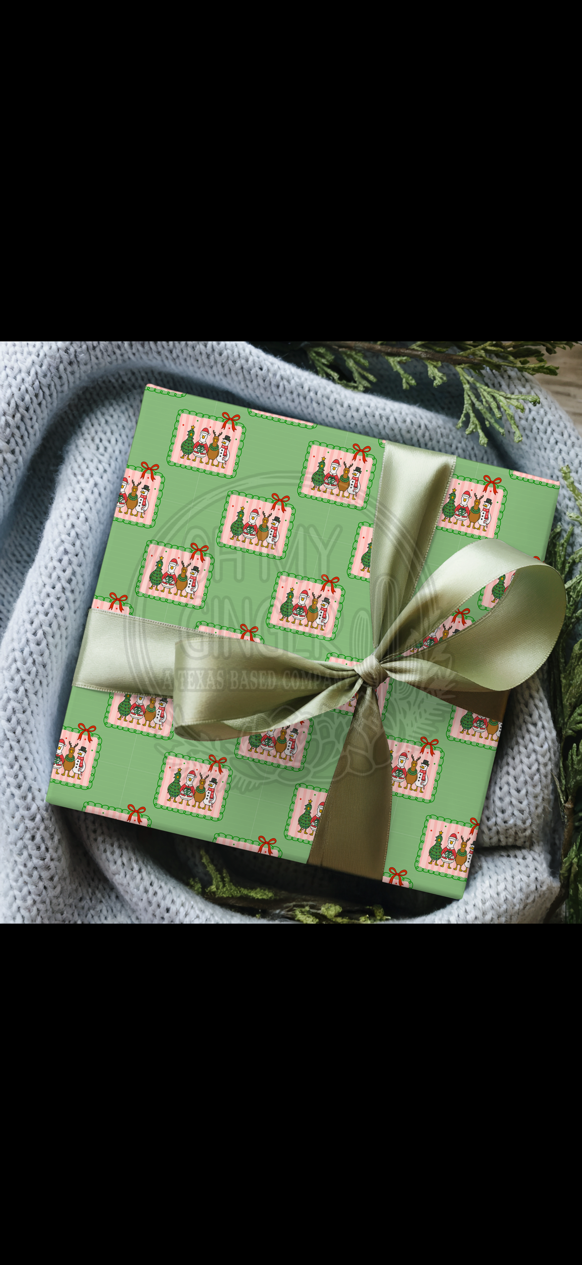 Christmas Geese Frame Wrapping Paper