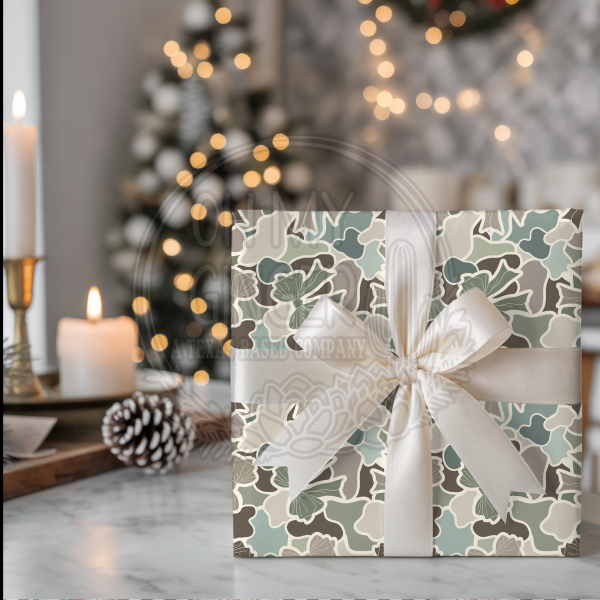 Bows Camo Wrapping Paper