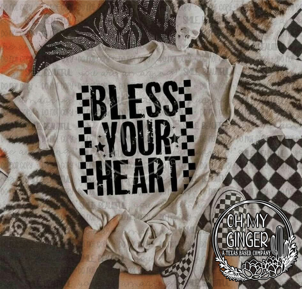 Bless Your Heart — bless-your-heart lettering in a checkerboard frame