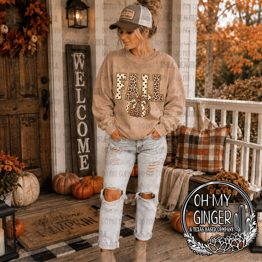 Fall Leopard Pumpkin Letters — large FALL lettering with leopard and pumpkin patterns