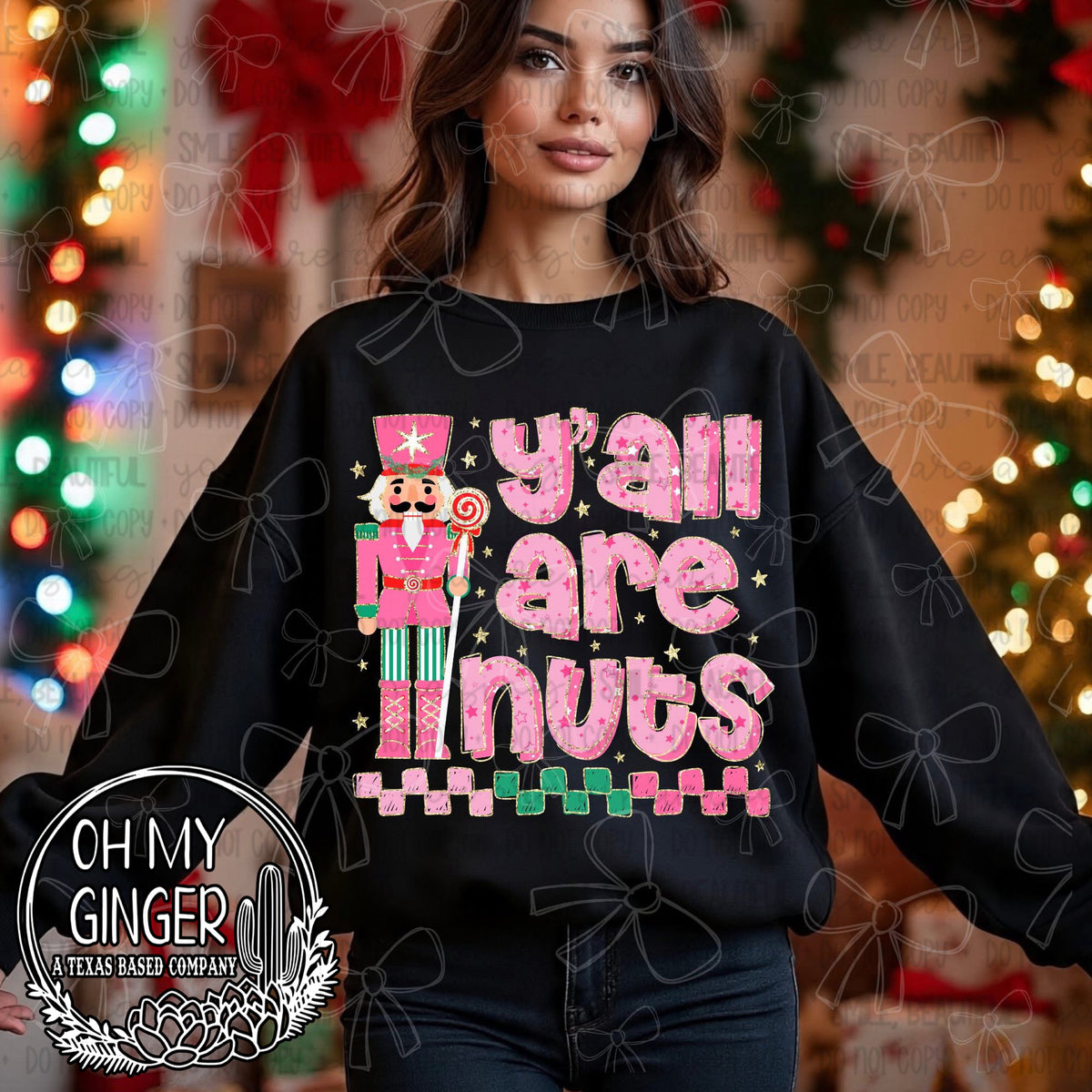 Y’all Are Nuts design featuring playful Southern-style Y’all Are Nuts typography by Oh My Ginger