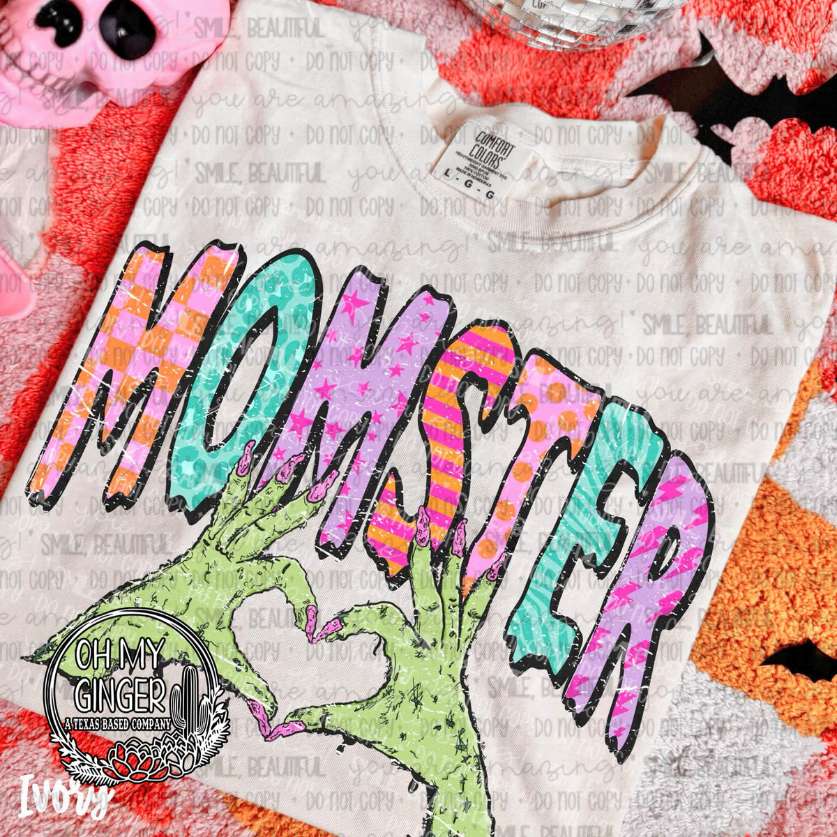 Momster adult apparel design featuring a playful Momster Halloween design for spooky-season moms by Oh My Ginger
