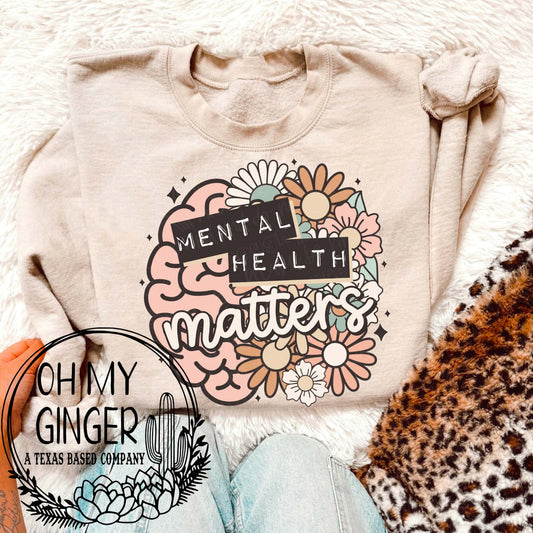 Mental Health Matters - (Brain/Flowers)